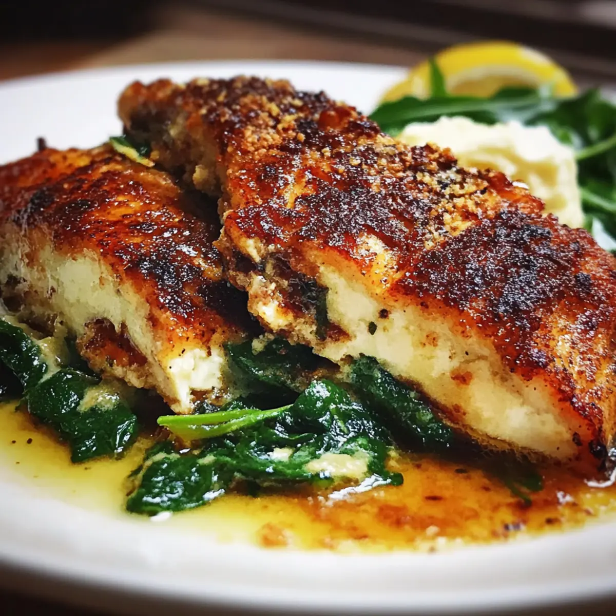 Healthy Blackened Salmon with Spinach & Parmesan Filling