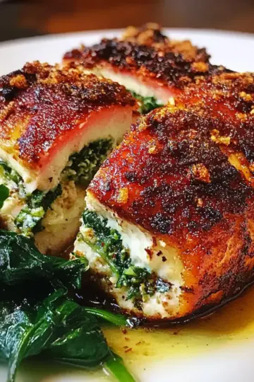Healthy Blackened Salmon with Spinach & Parmesan Filling