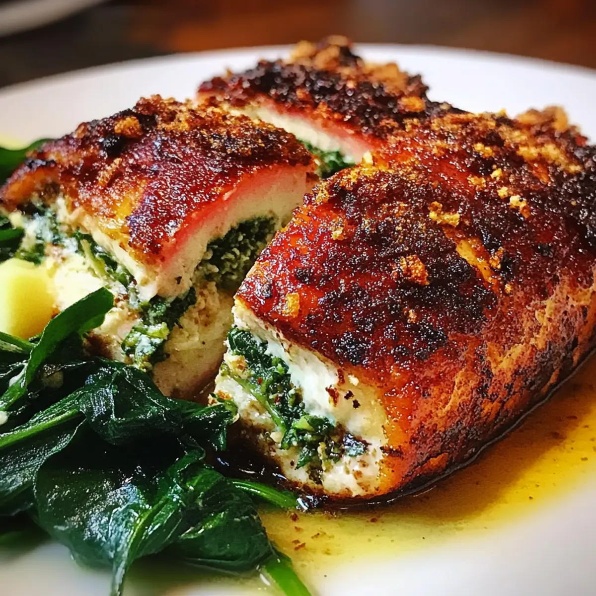 Healthy Blackened Salmon with Spinach & Parmesan Filling