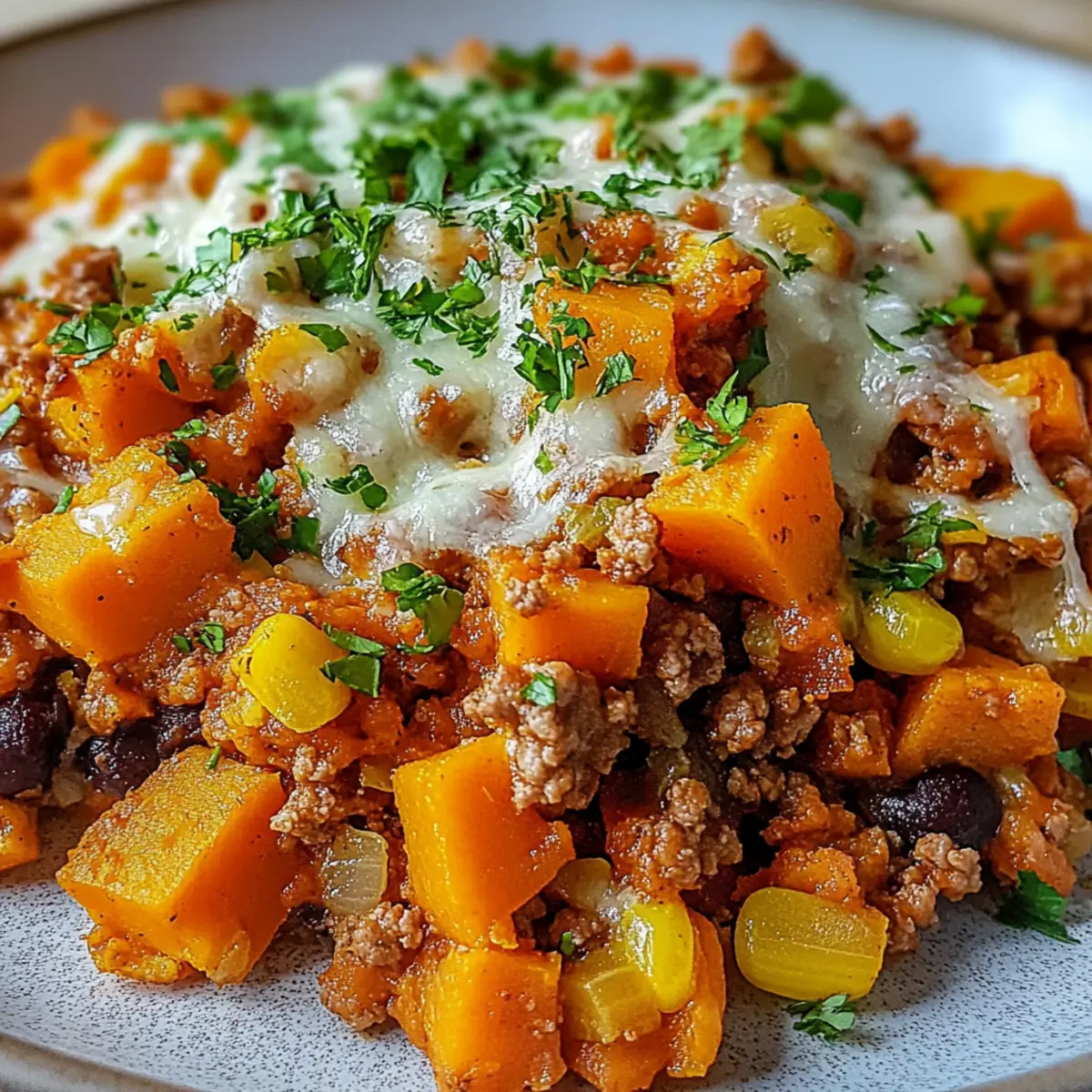 Healthy Sweet Potato and Ground Turkey Bake