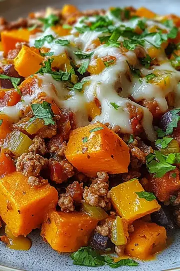 Healthy Sweet Potato and Ground Turkey Bake