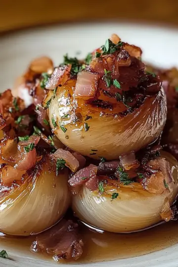 Honey-Glazed Shallots with Crispy Bacon