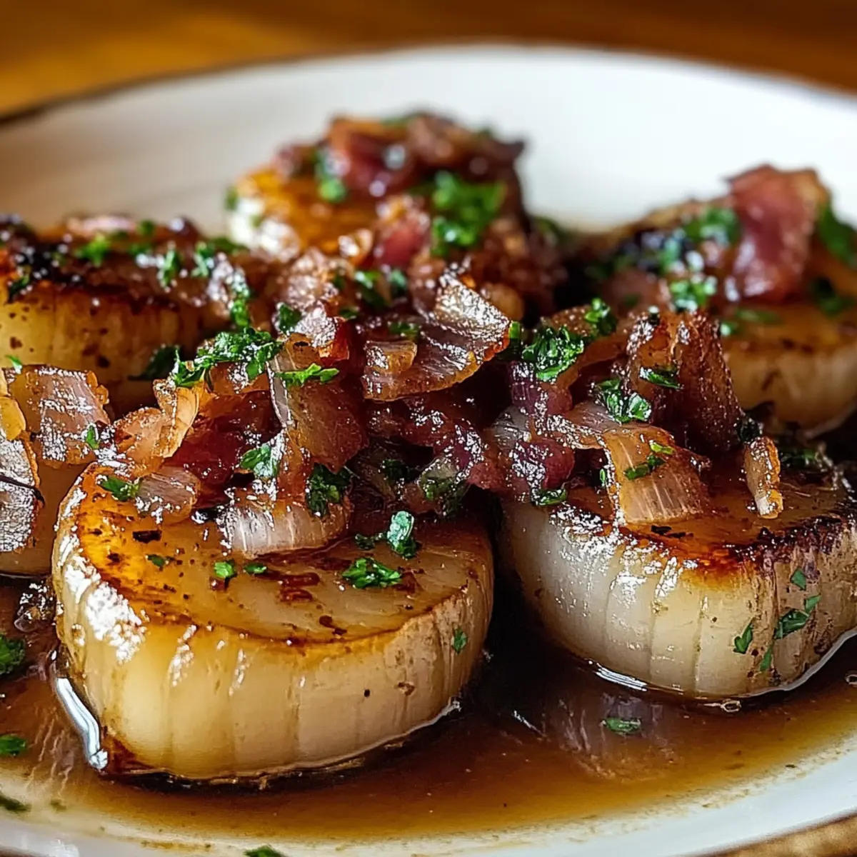 Honey-Glazed Shallots with Crispy Bacon