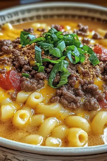 Mac & Cheese Burger Soup