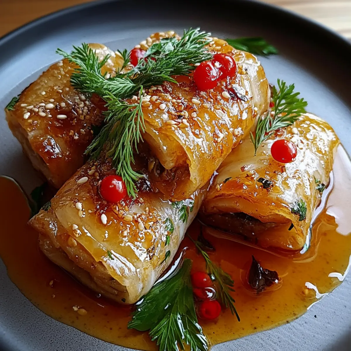 Oven Fried Feta Rolls with Chili Honey