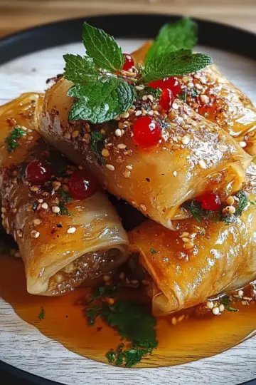 Oven Fried Feta Rolls with Chili Honey