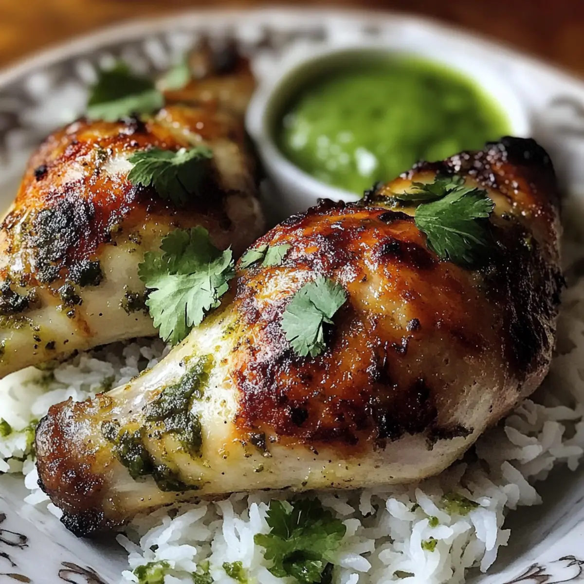 Peruvian Chicken and Rice with Green Sauce