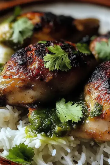 Peruvian Chicken and Rice with Green Sauce