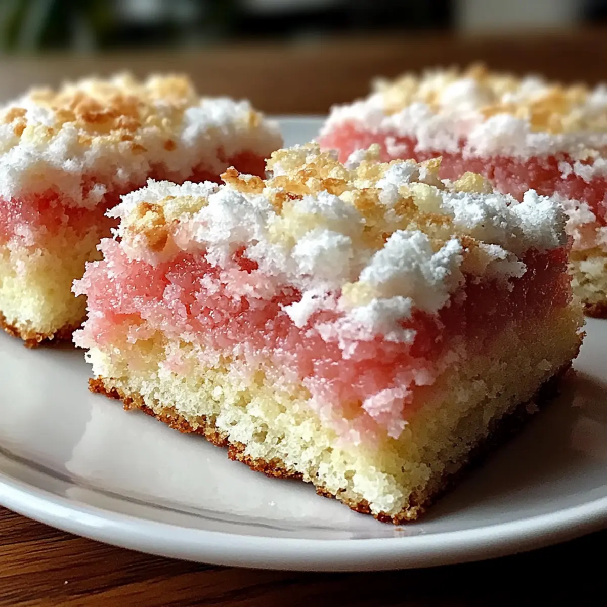 Pink Coconut Snowball Cake Bars
