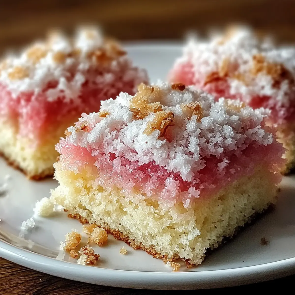 Pink Coconut Snowball Cake Bars