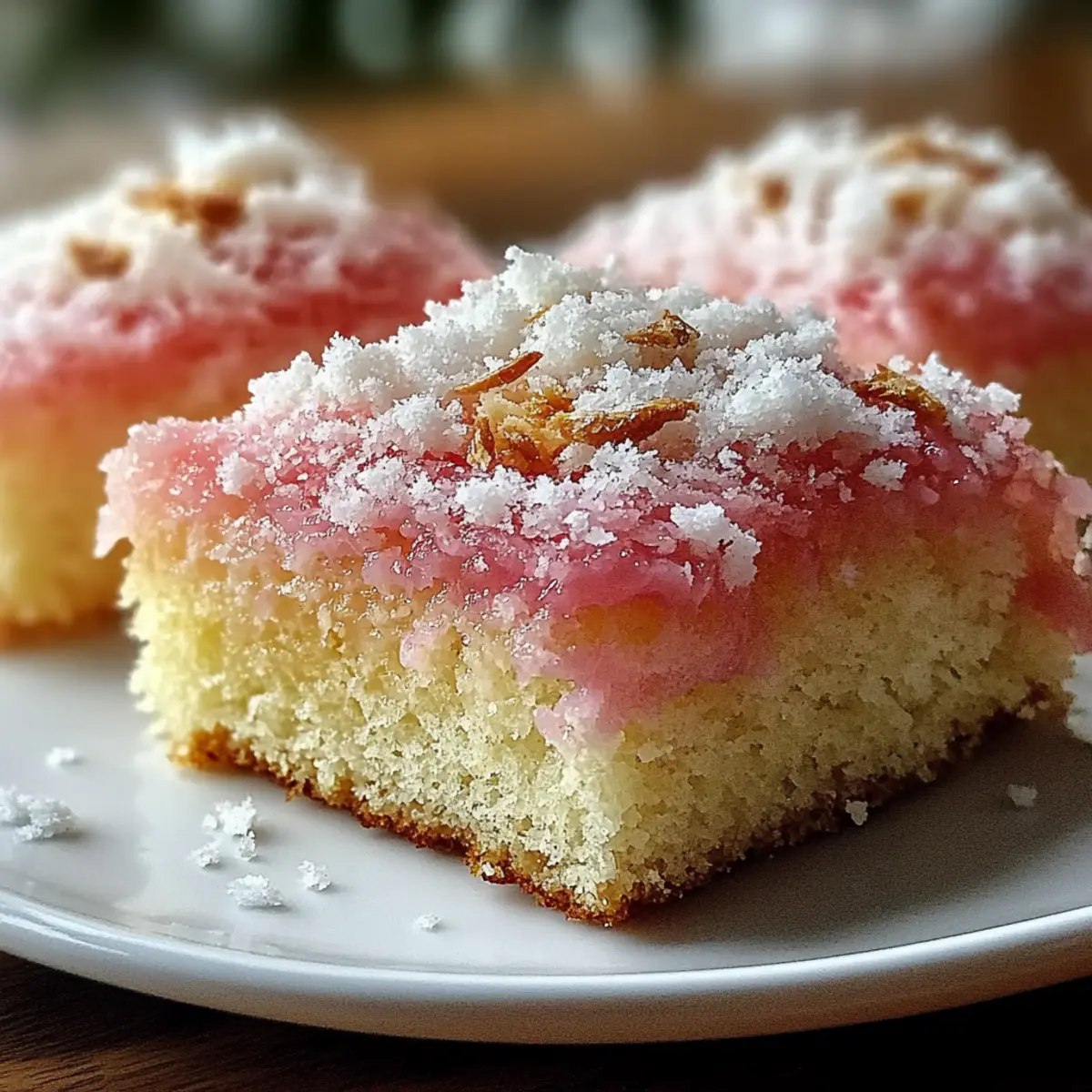 Pink Coconut Snowball Cake Bars