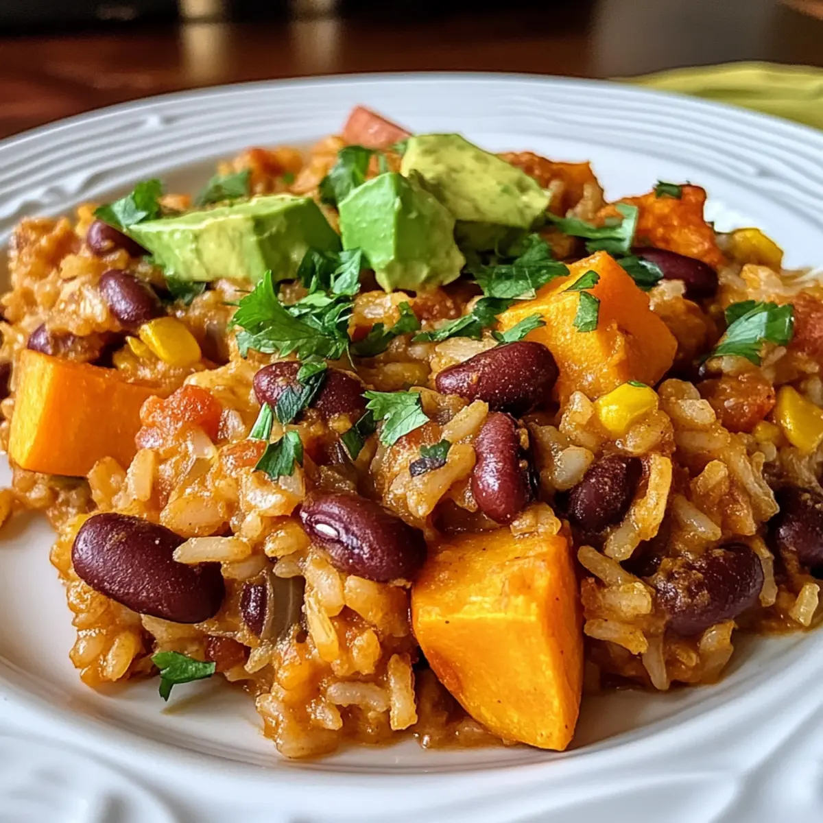 Rice and Bean Casserole with Sweet Potatoes