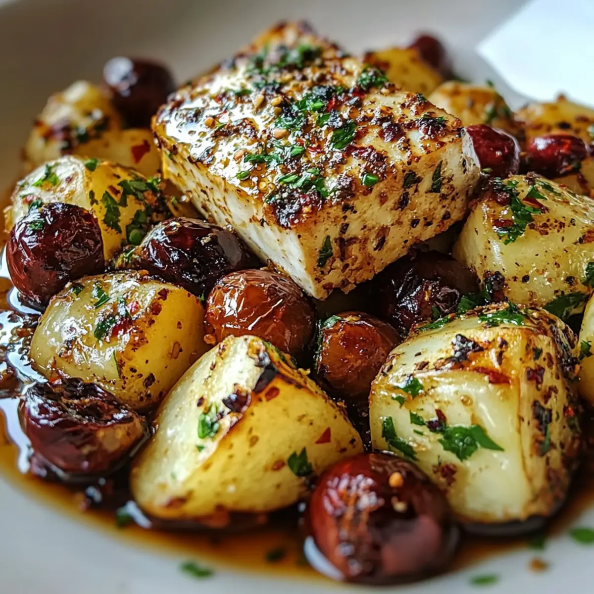 Roasted Potatoes with Baked Feta and Garlic