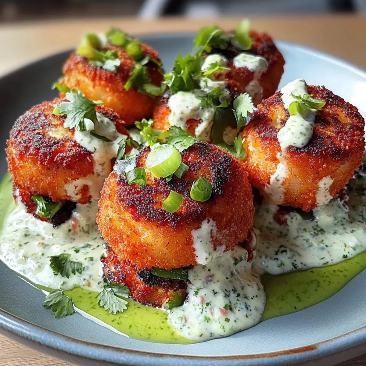 Salmon Balls with Creamy Avocado Sauce