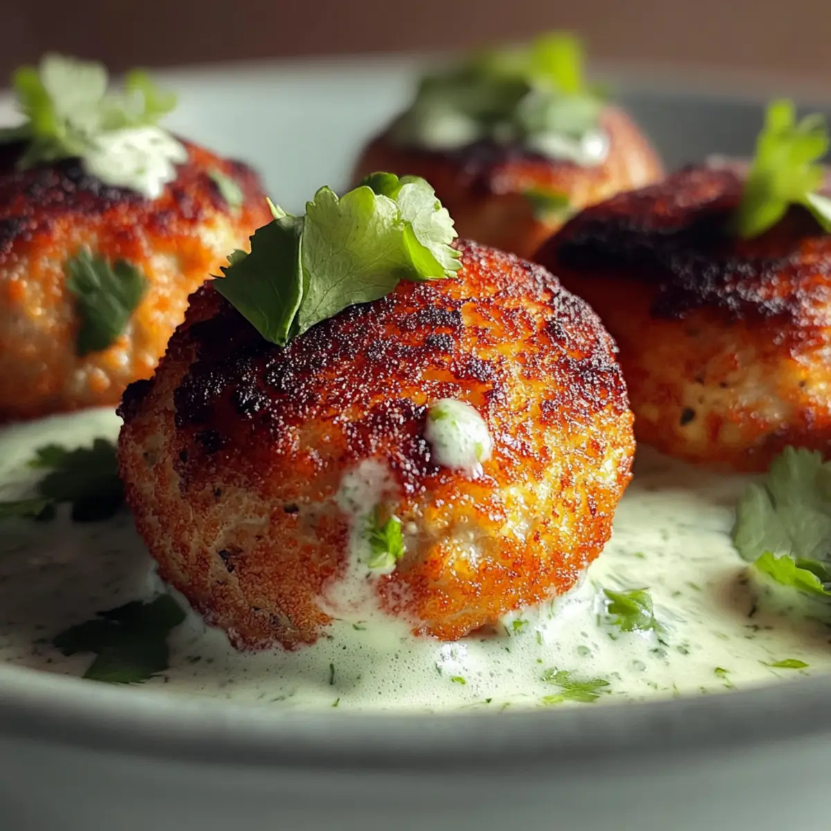 Salmon Balls with Creamy Avocado Sauce