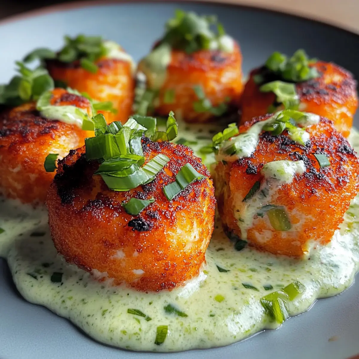 Salmon Balls with Creamy Avocado Sauce
