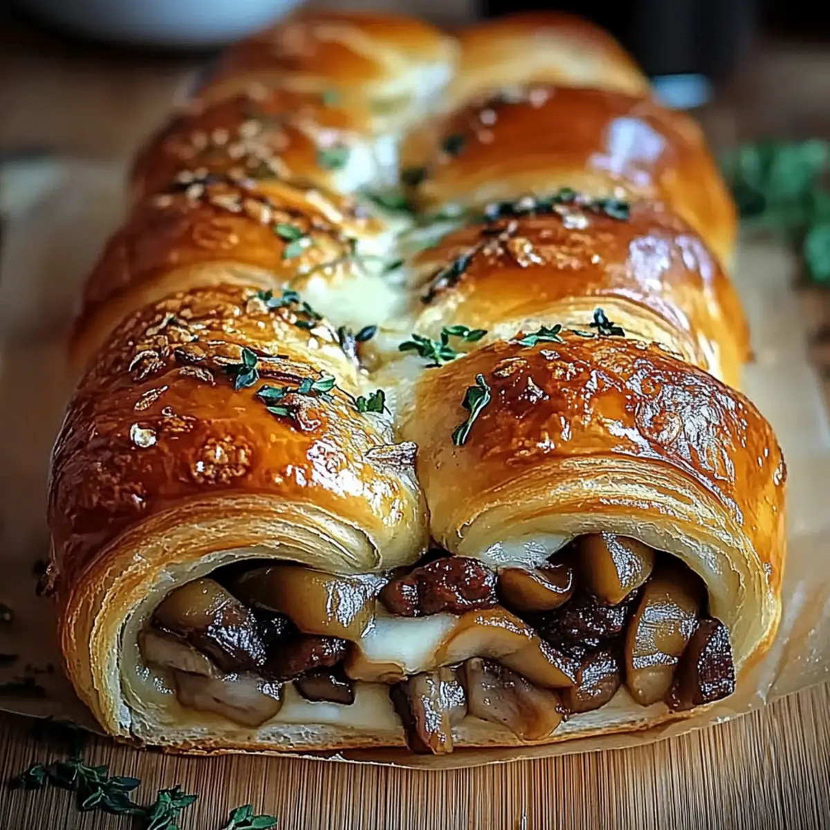 Savory Mushroom & Gruyère Puff Pastry Braid