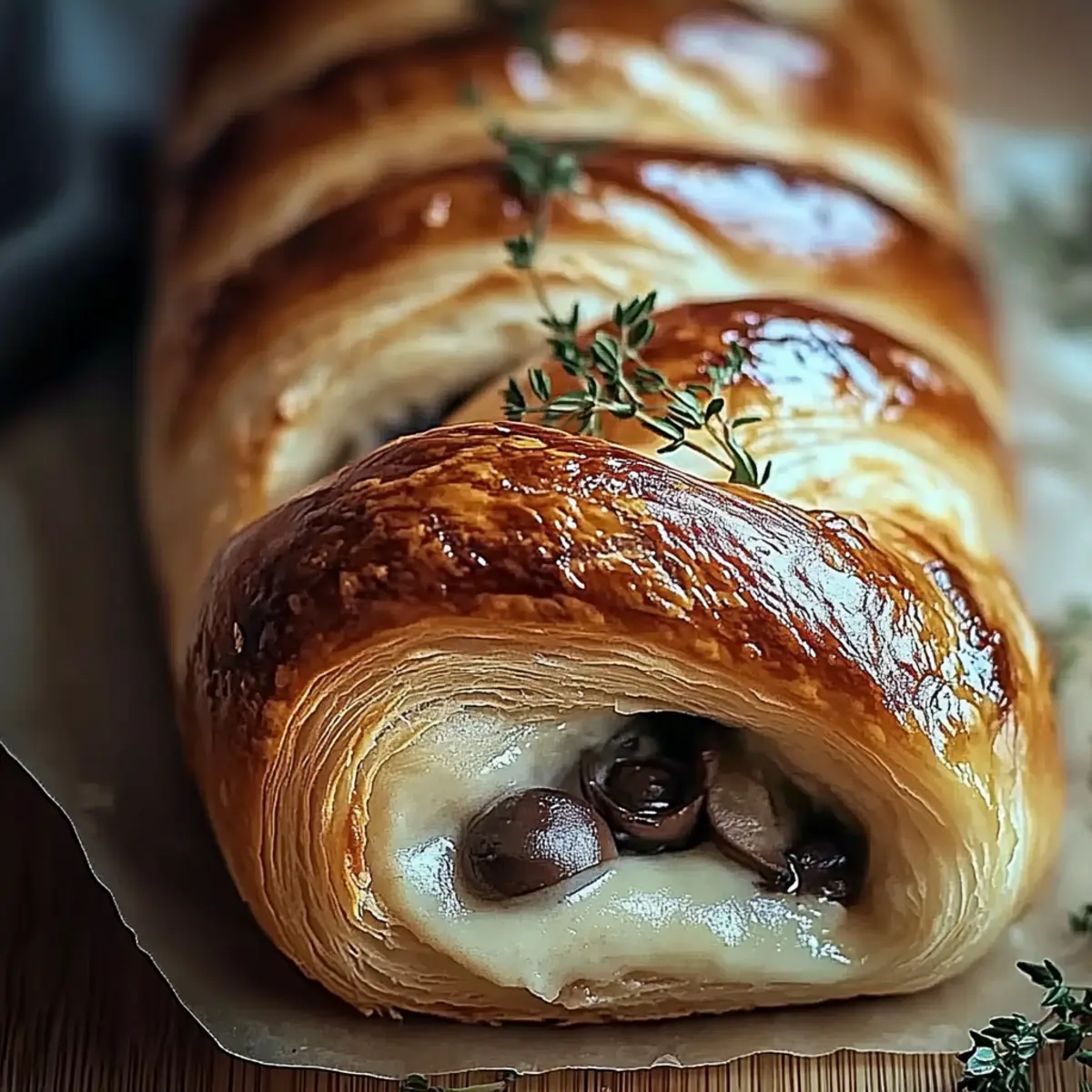 Savory Mushroom & Gruyère Puff Pastry Braid