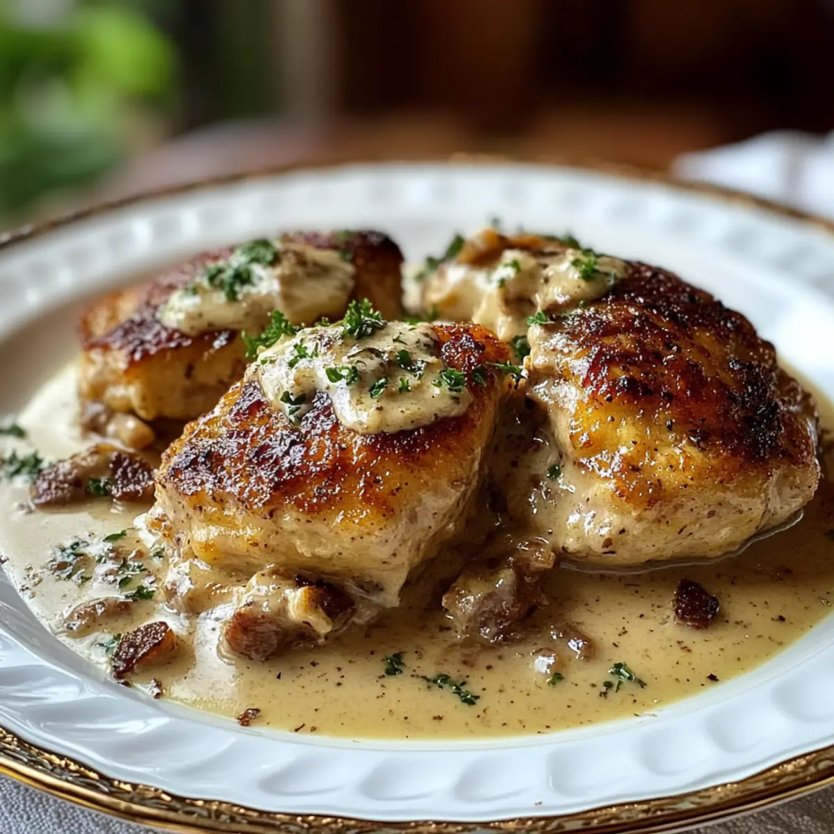 Smothered Chicken Thighs in Creamy Gravy