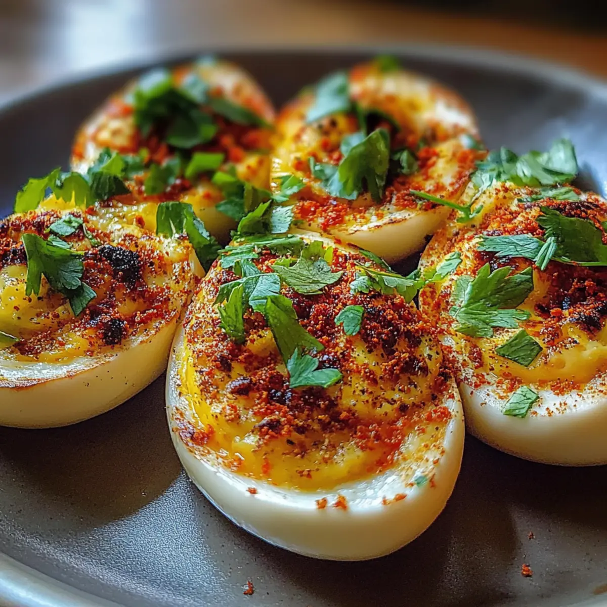 Spicy Chili Garlic Deviled Eggs