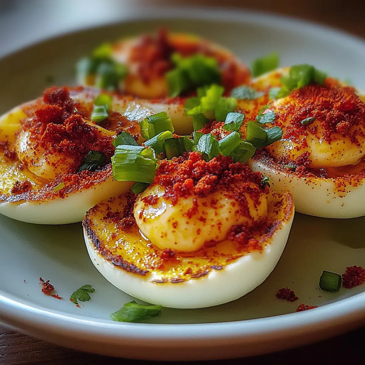 Spicy Chili Garlic Deviled Eggs