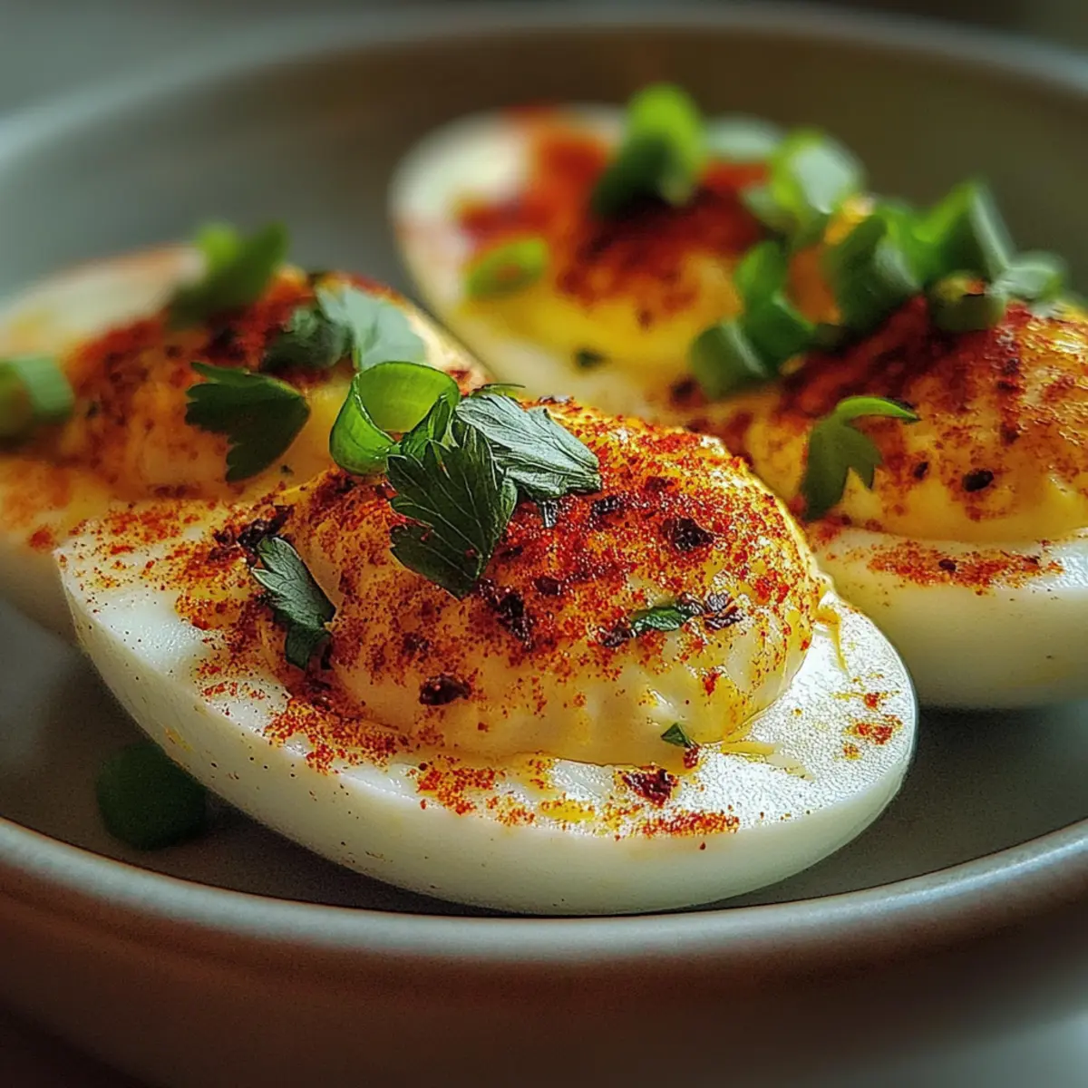 Spicy Chili Garlic Deviled Eggs
