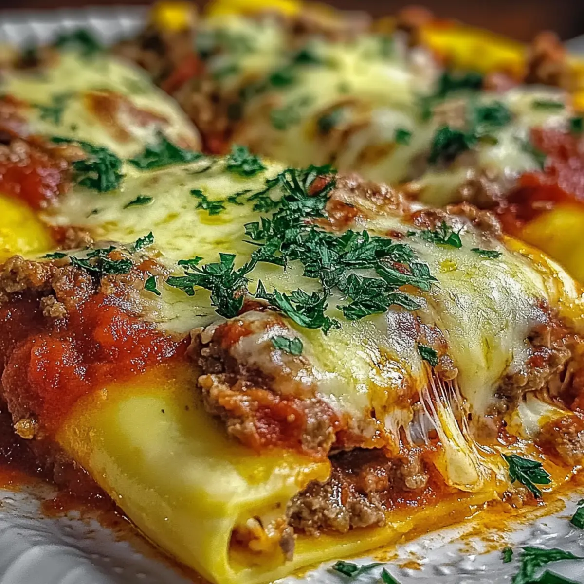 Stuffed Manicotti with Meat Sauce