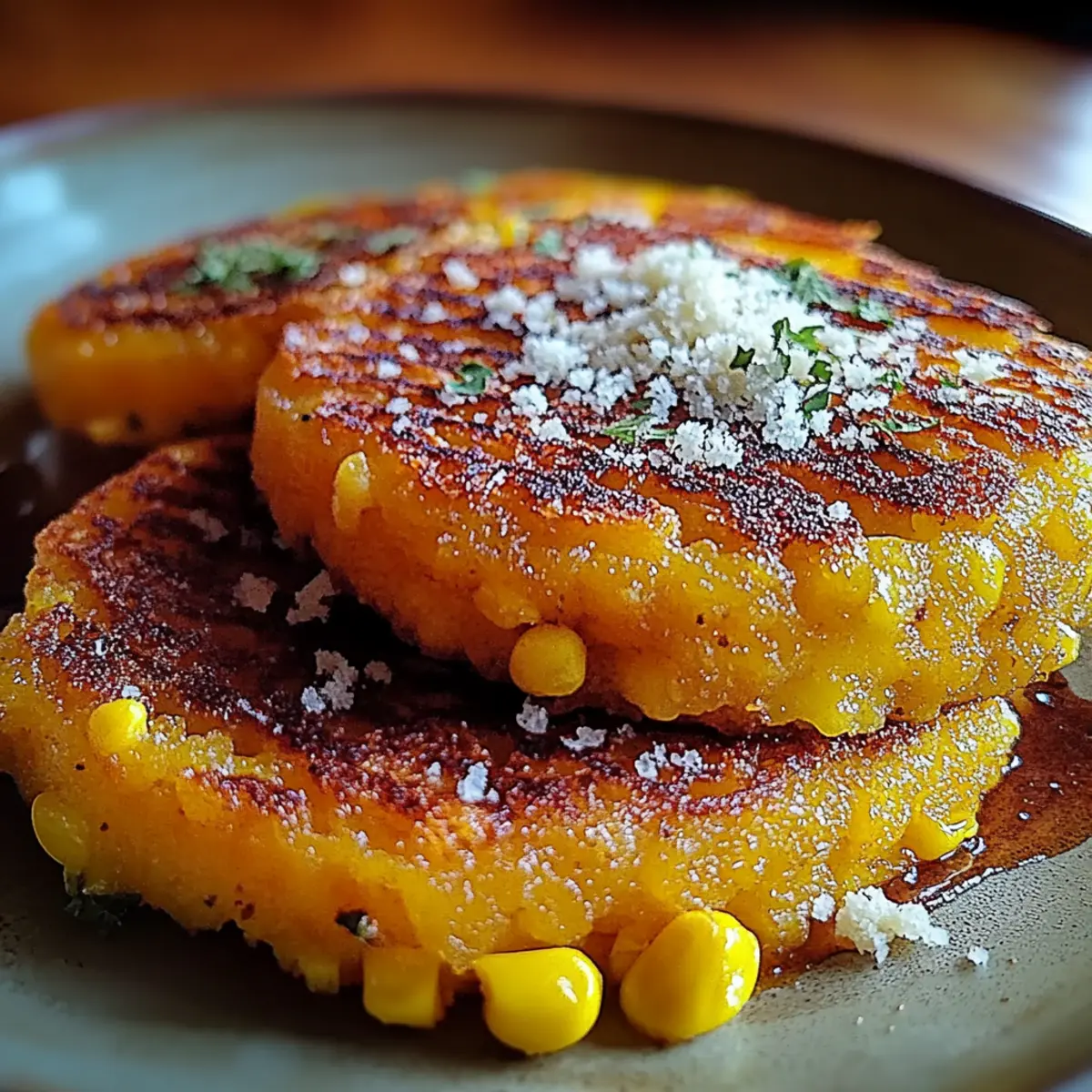 Venezuelan Sweet Corn Cachapas with Melty Cheese