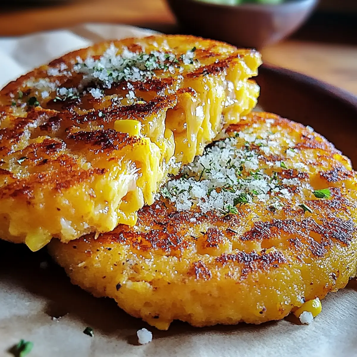 Venezuelan Sweet Corn Cachapas with Melty Cheese