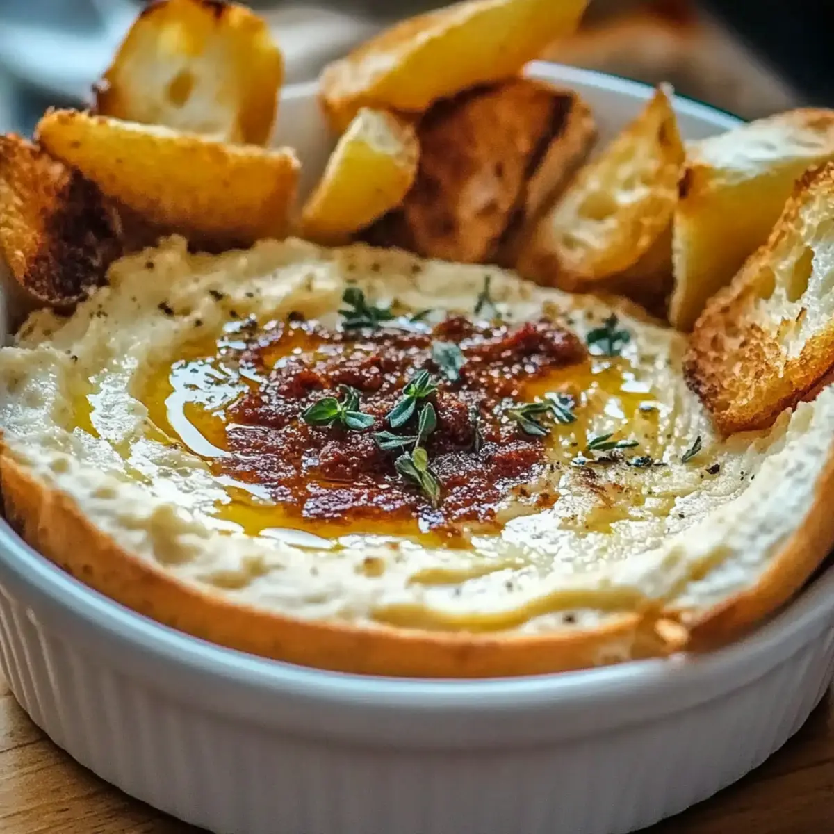 Warm Boursin Dip with Crostini