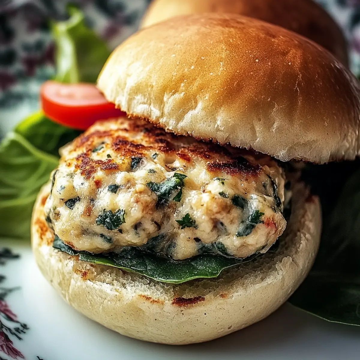 White Cheddar Spinach Chicken Burgers