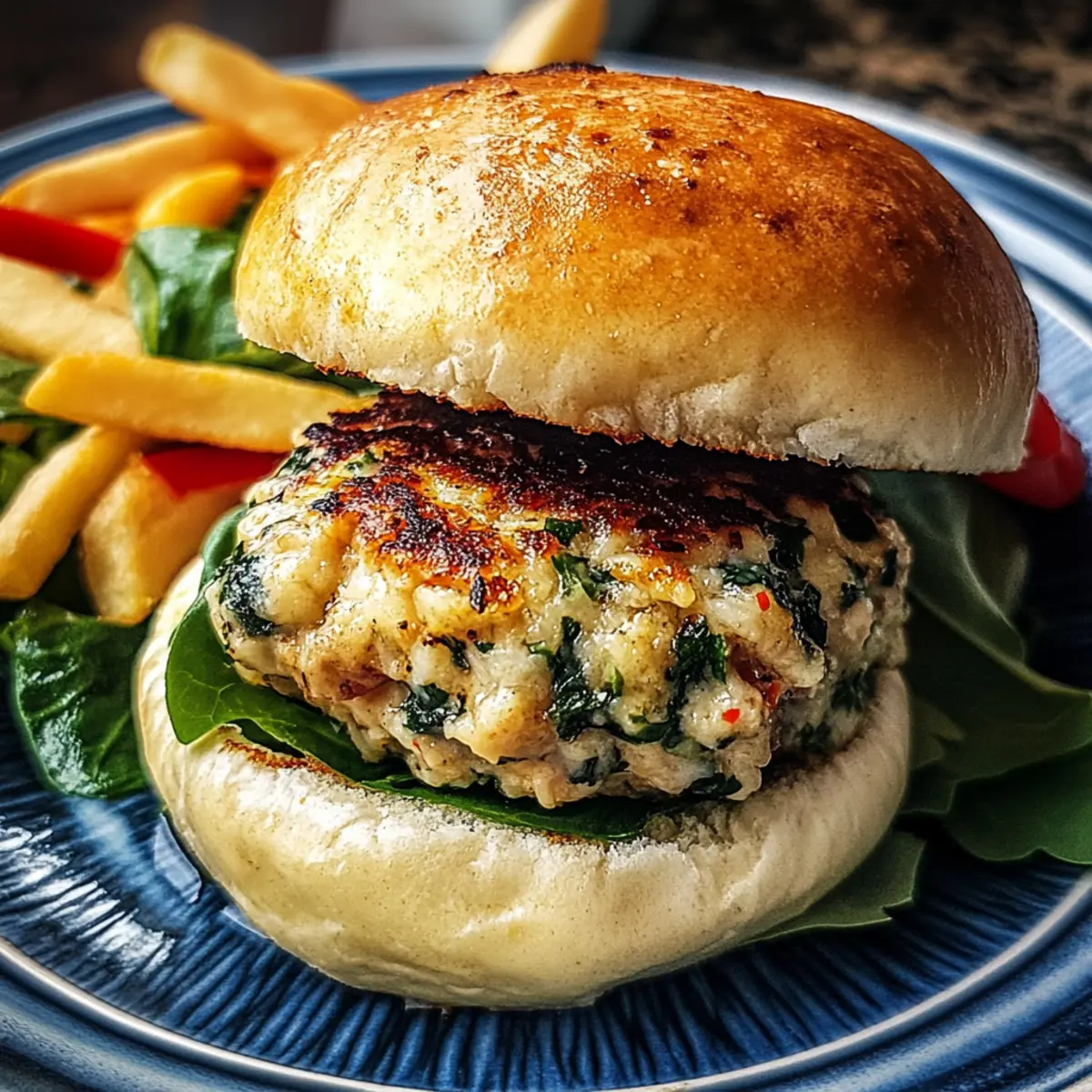 White Cheddar Spinach Chicken Burgers