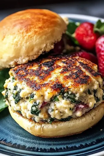 White Cheddar Spinach Chicken Burgers
