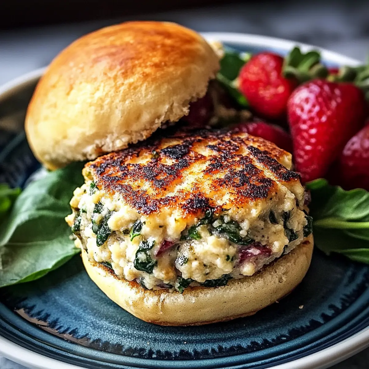 White Cheddar Spinach Chicken Burgers