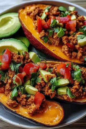 Avocado Turkey Chili Stuffed Sweet Potatoes