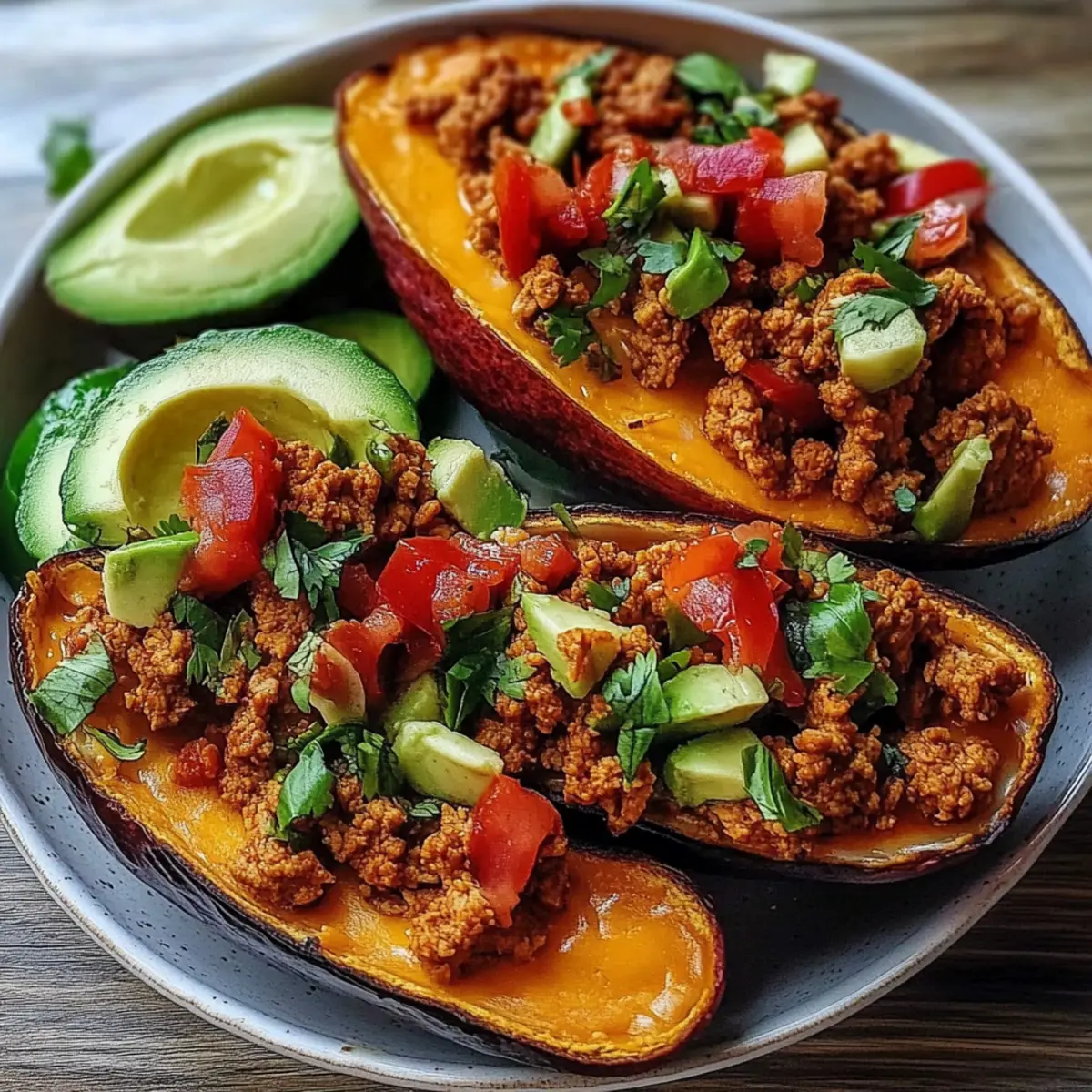 Avocado Turkey Chili Stuffed Sweet Potatoes