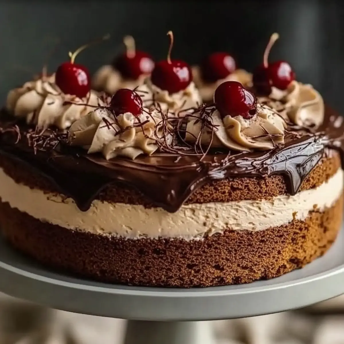 Black Forest-Inspired Chocolate, Vanilla Cherry & Mascarpone Layer Cake with Chocolate Ganache