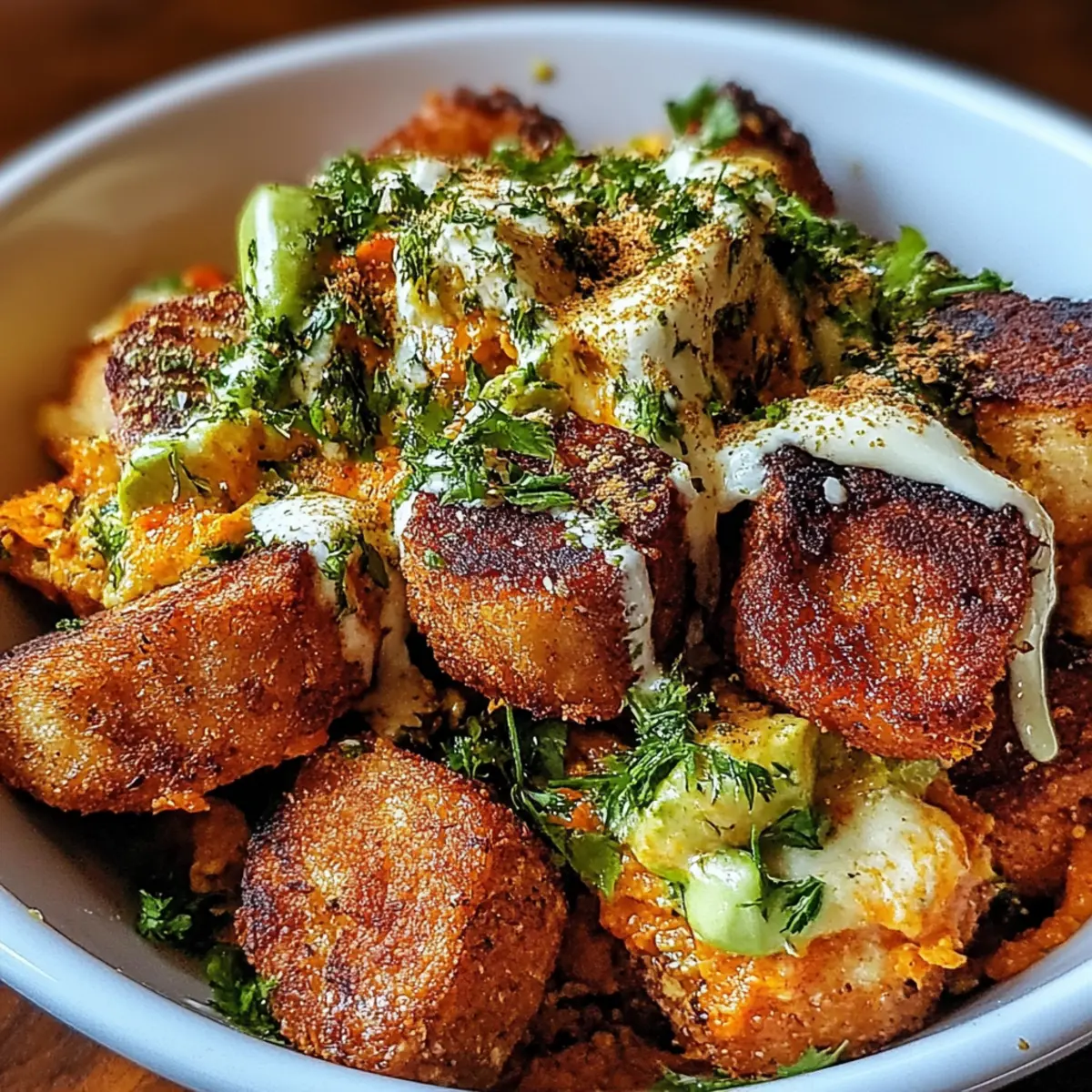 Buffalo Bites Bowl with Crispy Potatoes & Shaved Brussels