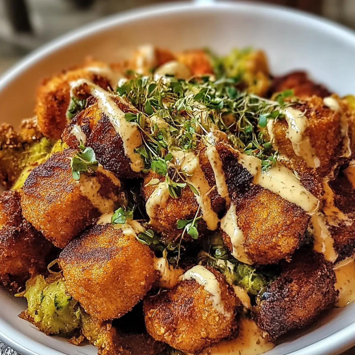 Buffalo Bites Bowl with Crispy Potatoes & Shaved Brussels