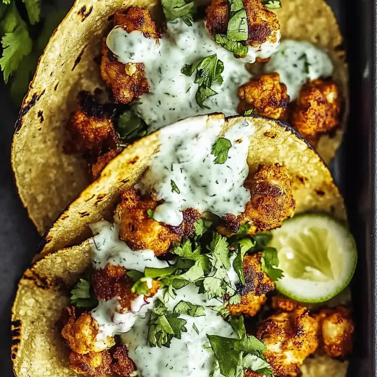 Cauliflower Tacos with Cilantro Lime Crema