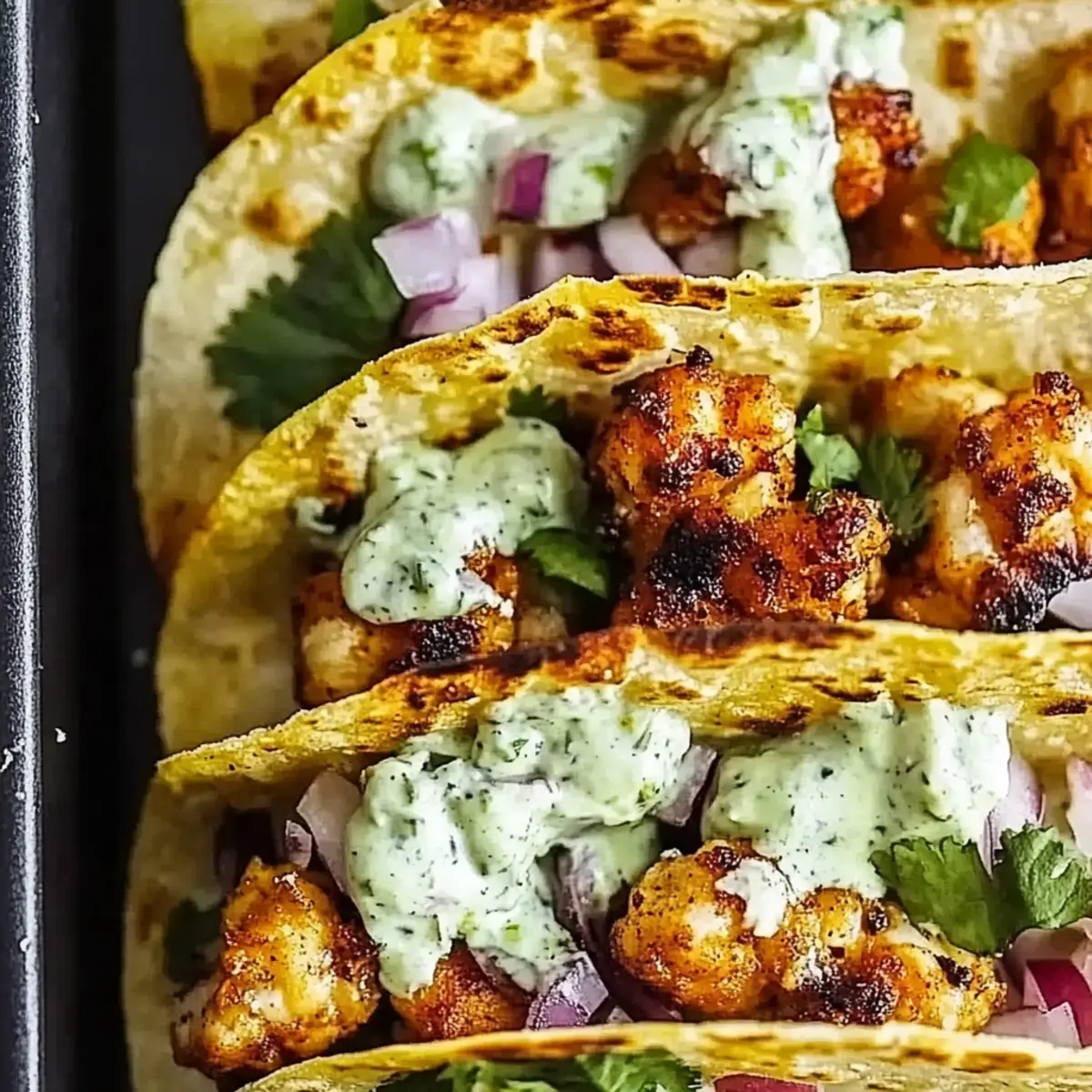 Cauliflower Tacos with Cilantro Lime Crema