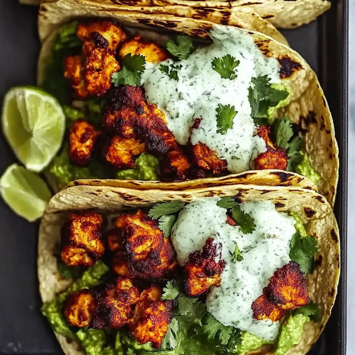 Cauliflower Tacos with Cilantro Lime Crema
