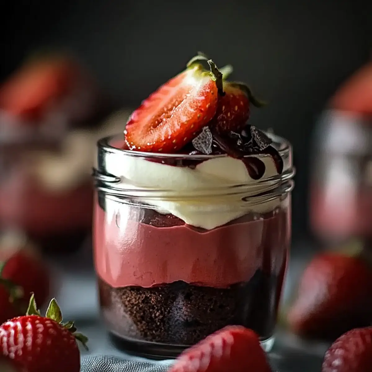 Chocolate Strawberry Mousse Cake Parfaits