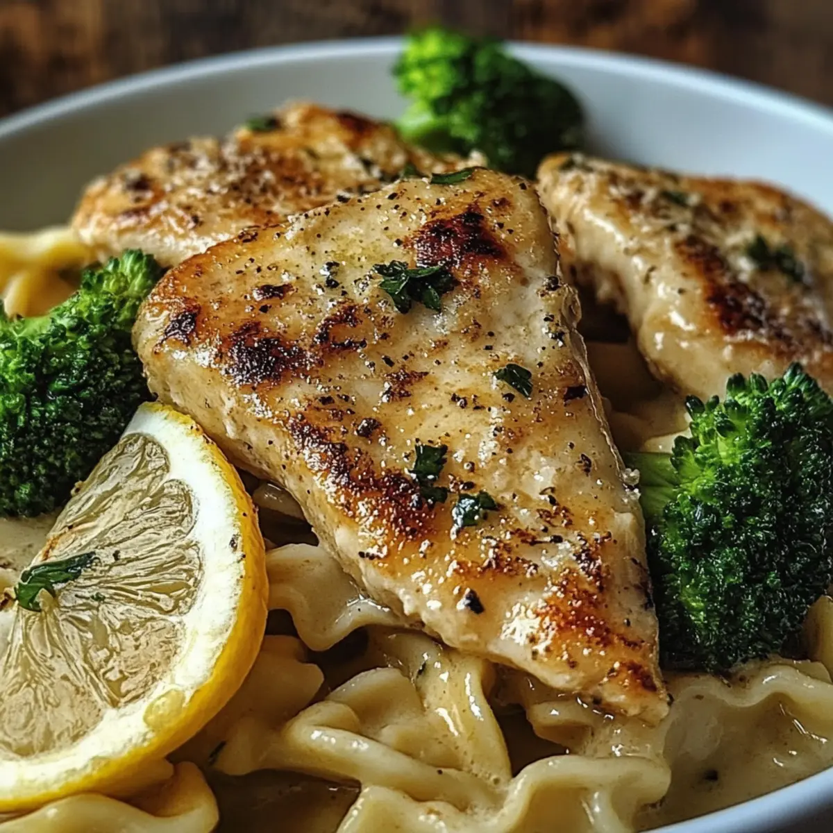 Cowboy Butter Lemon Bowtie Chicken with Broccoli