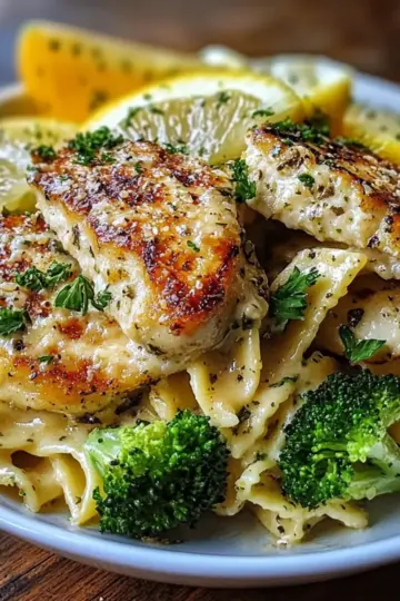 Cowboy Butter Lemon Bowtie Chicken with Broccoli