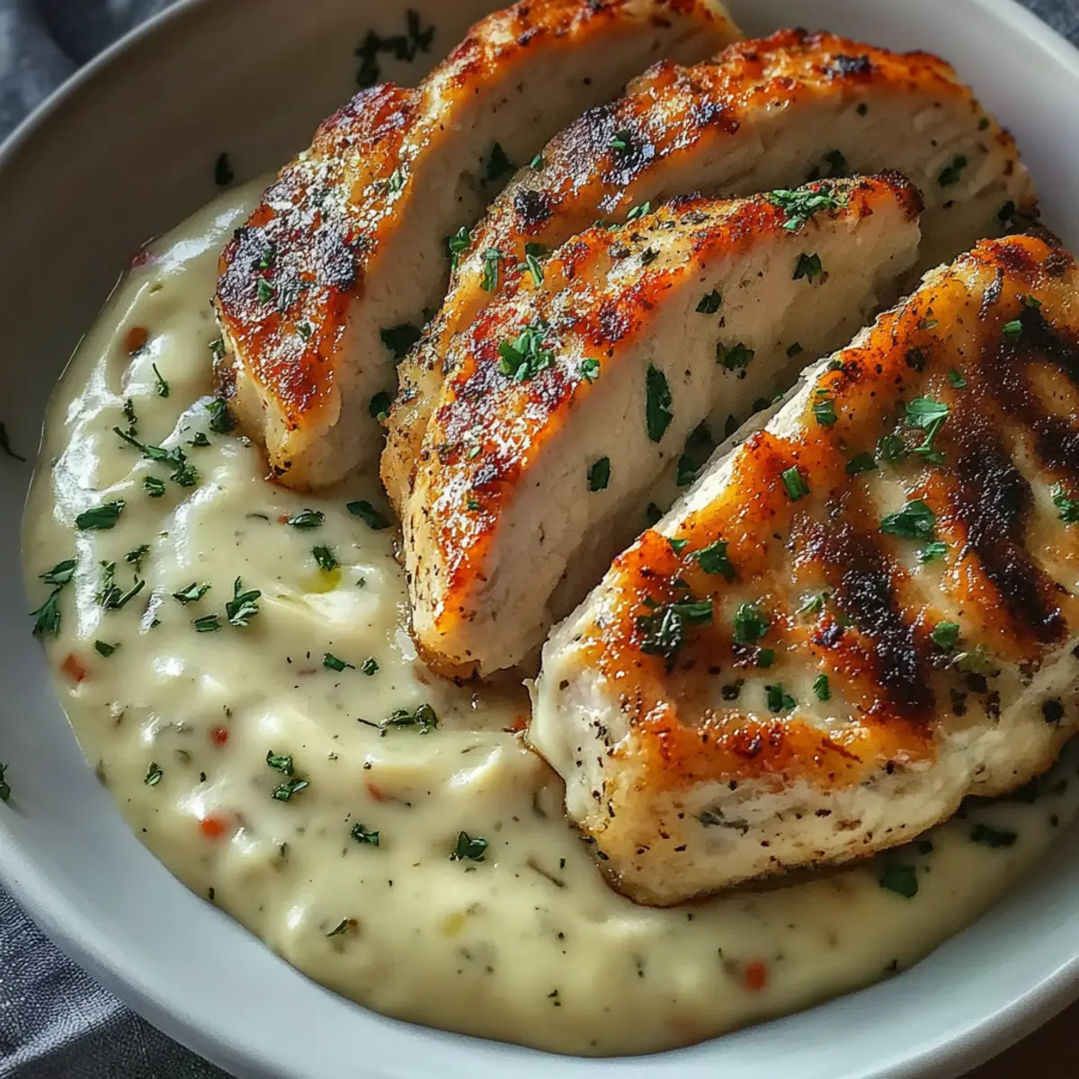 Creamy Herb Chicken with Mashed Potatoes and Glazed Carrots