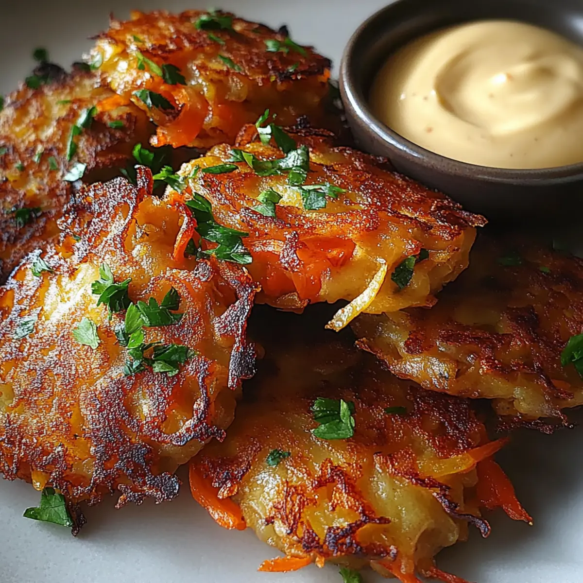 Crispy Cabbage Fritters with Garlic Sauce