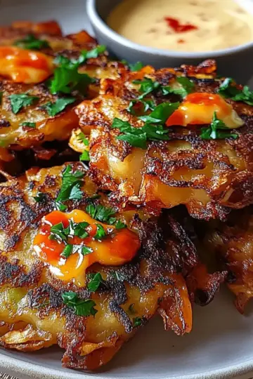 Crispy Cabbage Fritters with Garlic Sauce