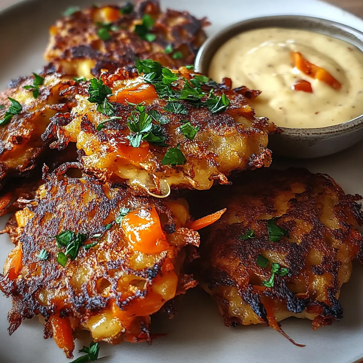 Crispy Cabbage Fritters with Garlic Sauce