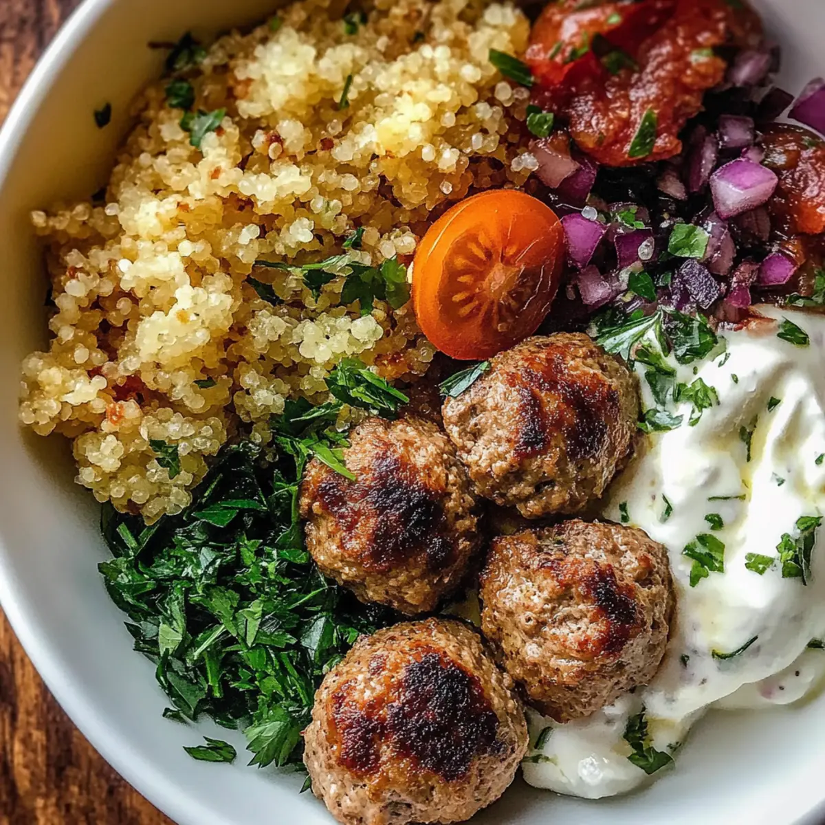 Greek Meatball Bowl